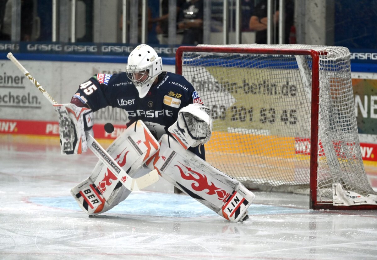 Jack LaFontaine Der neue Torhüter Jack LaFontaine konnte die Niederlage der Eisbären Berlin in Genf nicht verhindern.