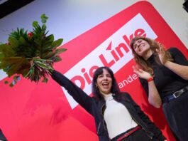Berliner Linke startet Projekt Regierungsbildung Linke-Fraktionschefin Elif Eralp (li.) will Regierende Bürgermeisterin in Berlin werden.