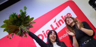 Berliner Linke startet Projekt Regierungsbildung Linke-Fraktionschefin Elif Eralp (li.) will Regierende Bürgermeisterin in Berlin werden.
