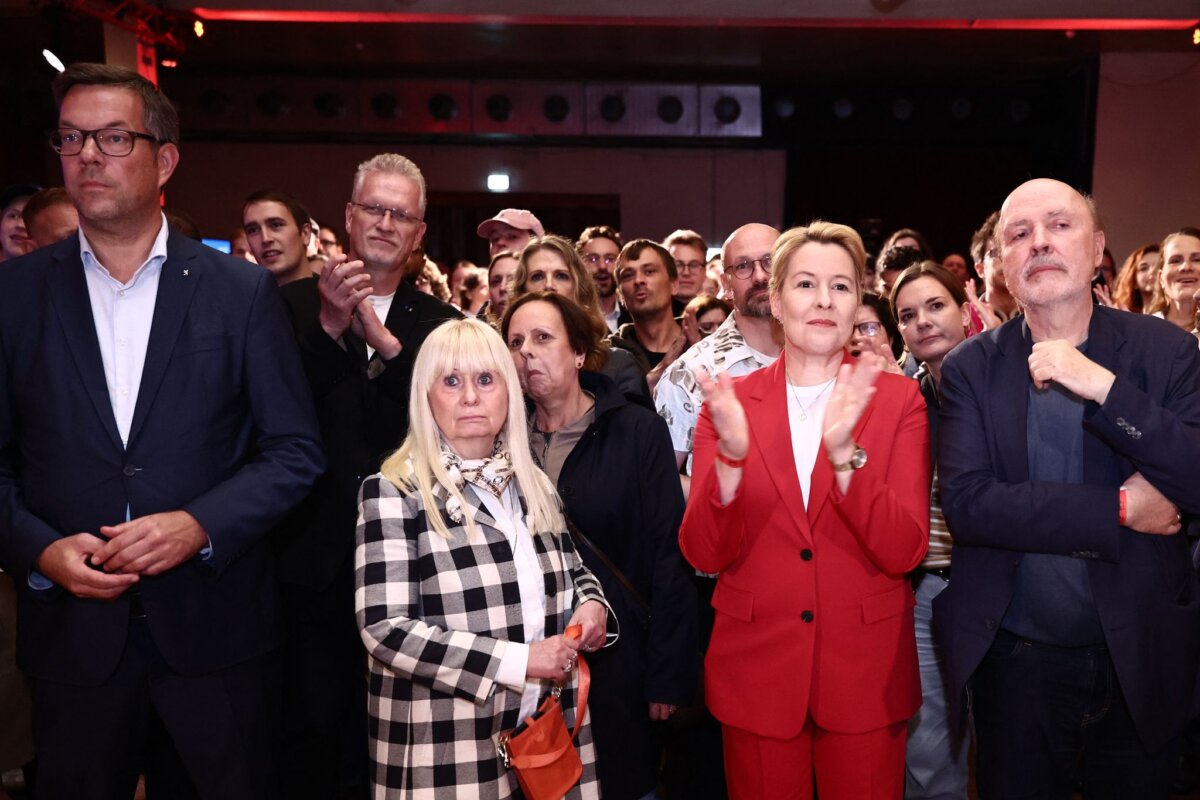 Abgeordnetenhaus-Wahl Berlin - Wahlparty SPD Senatorin Giffey rechnet mit einer Koalition unter Führung der Linken.