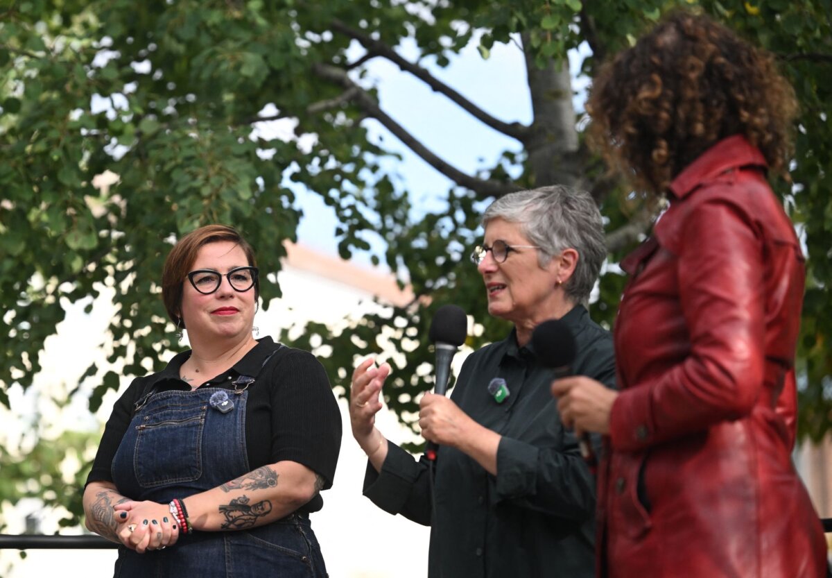 Wahlkampfabschluss der Berliner Grünen Die Grünen-Spitzenkandidatin aus Sachsen-Anhalt, Susan Sziborra-Seidlitz, ist für den Wahlkampfabschluss der Berliner Grünen in der Hauptstadt.