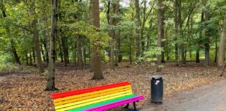 Zerstörte Regenbogenbank wieder aufgestellt Die Regenbogen-Bank erinnert im Berliner Tiergarten an den islamistischen CSD-Terroranschlag.