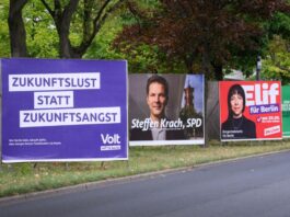 Richtungswahl in Berlin: Übernimmt die Linke das Rathaus? Der Wahlkampf ist überall in Berlin präsent. (Archivbild)