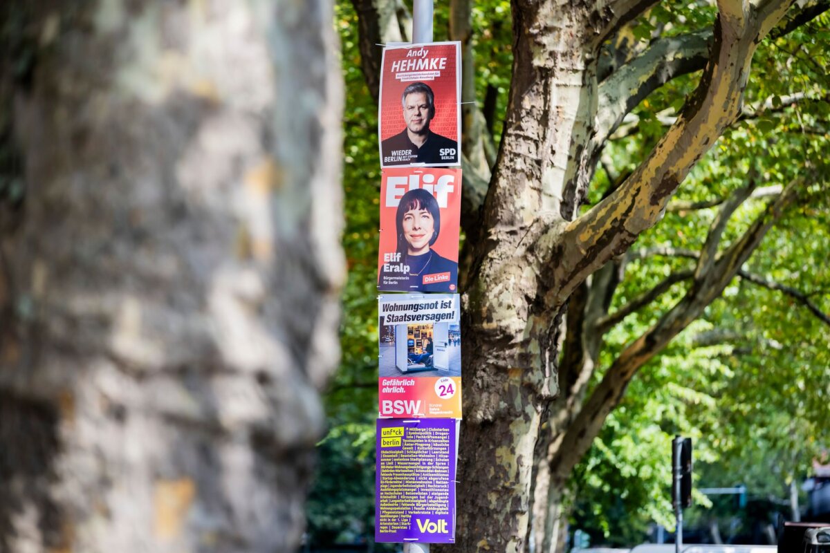 Wahlkampfplakat in Berlin Der Wahlkampf in Berlin geht in die letzte Woche. (Archivbild)