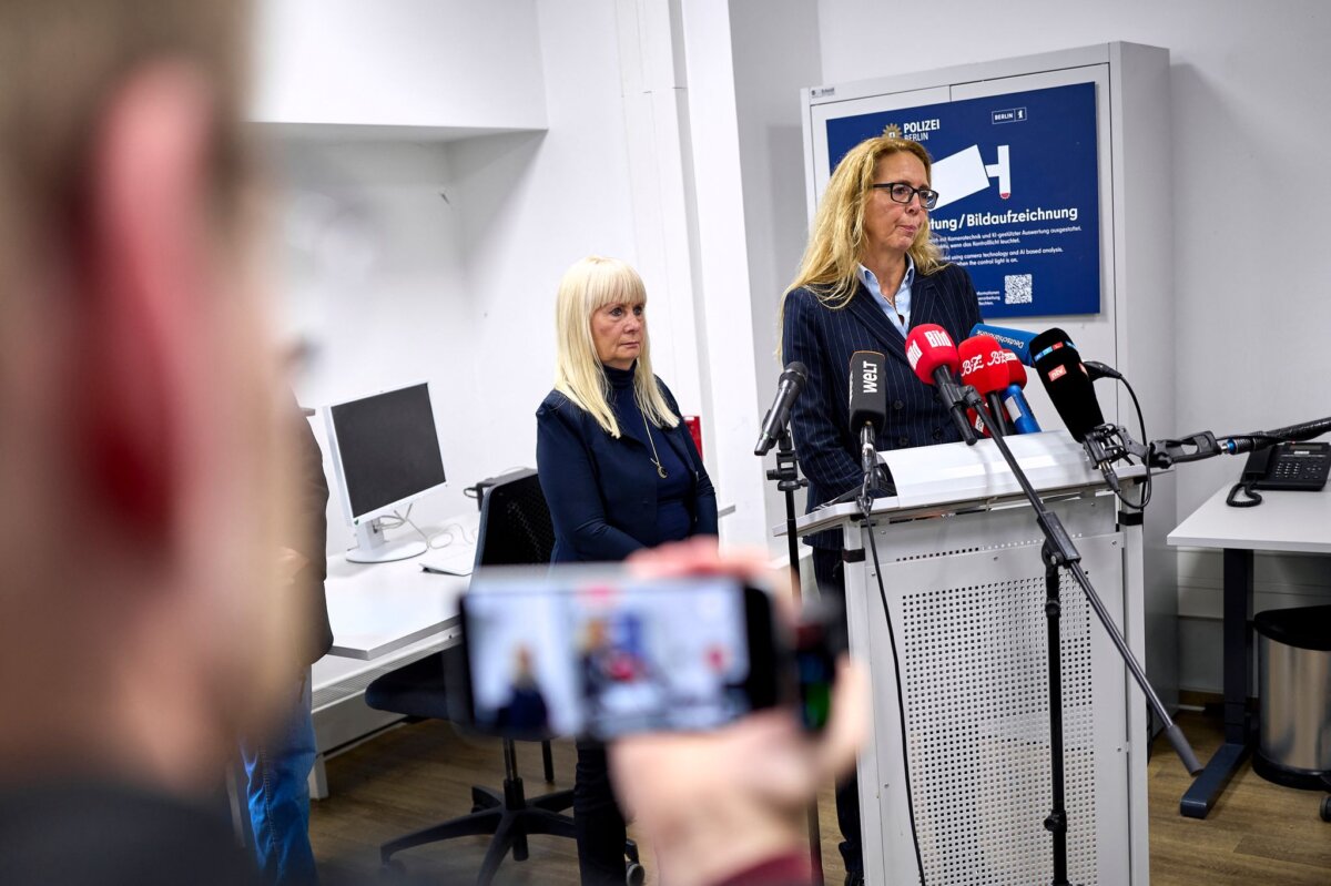 Berliner Polizei vor Großeinsatz Iris Spranger (l, SPD), Senatorin für Inneres und Sport und Barbara Slowik Meisel, Polizeipräsidentin von Berlin.