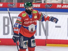 Eisbären Berlin gewinnen in der CHL mit 2:1 gegen Klagenfurt Angreifer Liam Kirk erzielte den ersten Treffer der Eisbären Berlin im letzten CHL-Hauptrundenspiel gegen Klagenfurt. (Archivbild)