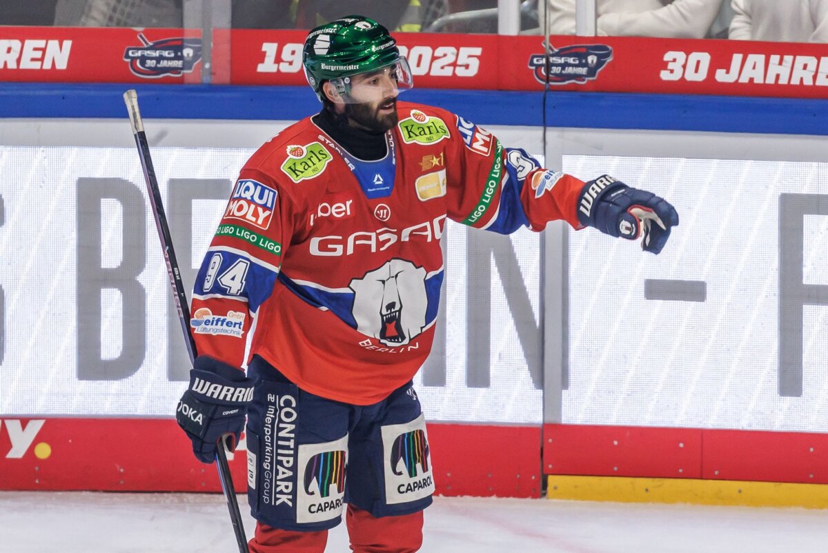 Liam Kirk Angreifer Liam Kirk erzielte den ersten Treffer der Eisbären Berlin im letzten CHL-Hauptrundenspiel gegen Klagenfurt. (Archivbild)