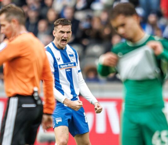 Hertha jagt Startrekord – Energie empfängt den Club Niklas Kolbe (M) und Hertha wollen ihre Serie fortsetzen. (Archivbild)