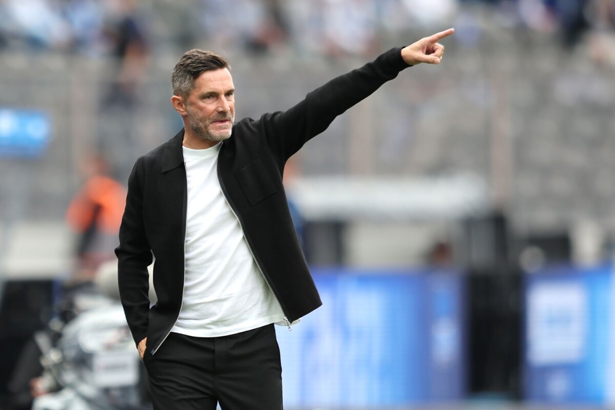 Trainer Stefan Leitl von Hertha BSC Hertha-Trainer Stefan Leitl peilt den siebten Sieg im siebten Ligaspiel an. (Archivbild)